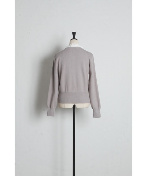 tocco closet(トッコ クローゼット)の「【ZOZO限定】レイヤード風ネックフリル×リボンニットトップス(ニット/セーター・レディース・ネイビー/ブラック/アイボリー/グレー・M)」の14枚目の写真