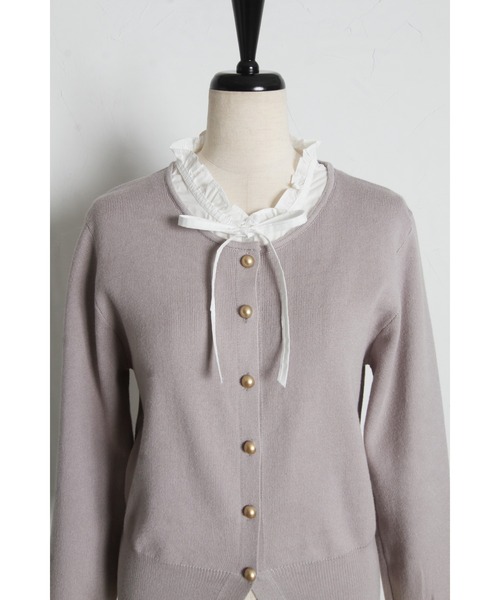 tocco closet(トッコ クローゼット)の「【ZOZO限定】レイヤード風ネックフリル×リボンニットトップス(ニット/セーター・レディース・ネイビー/ブラック/アイボリー/グレー・M)」の15枚目の写真