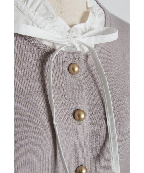 tocco closet(トッコ クローゼット)の「【ZOZO限定】レイヤード風ネックフリル×リボンニットトップス(ニット/セーター・レディース・ネイビー/ブラック/アイボリー/グレー・M)」の16枚目の写真