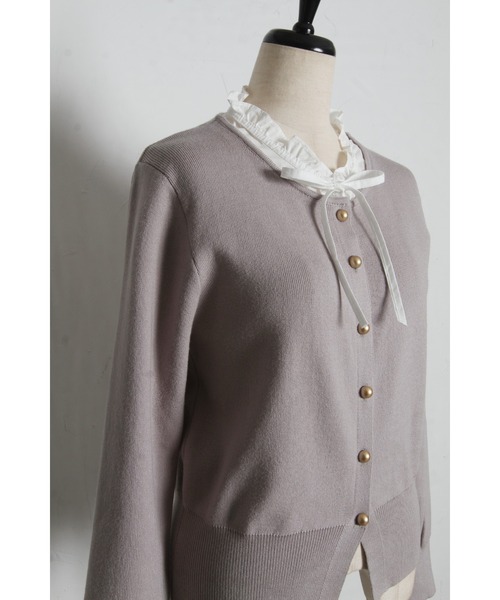 tocco closet(トッコ クローゼット)の「【ZOZO限定】レイヤード風ネックフリル×リボンニットトップス(ニット/セーター・レディース・ネイビー/ブラック/アイボリー/グレー・M)」の17枚目の写真