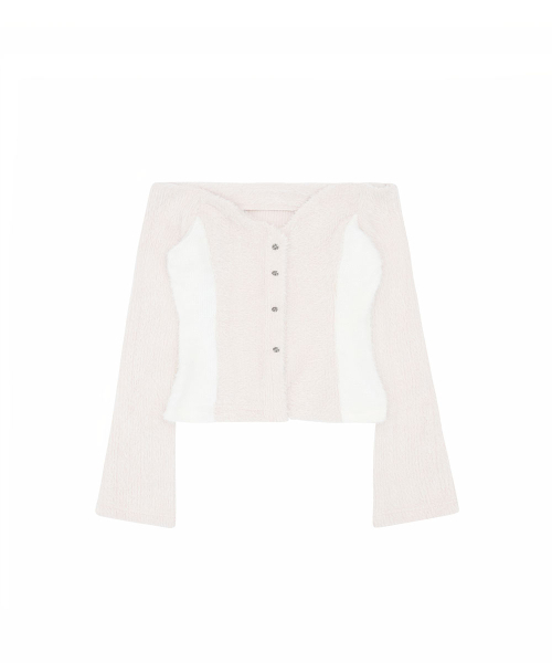 NO EXTRA TOUCH(ノー・エクストラ・タッチ)の「Hairy Fur Off-Shoulder Cardigan (Pink) / 26FWKC001PI(カーディガン/ボレロ・レディース・PINK・SMALL/MEDIUM)」の3枚目の写真