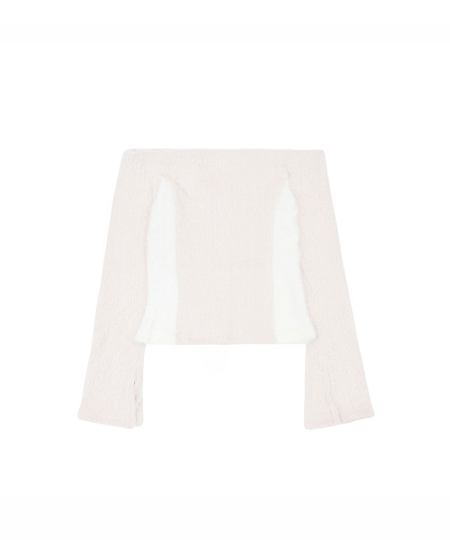 NO EXTRA TOUCH(ノー・エクストラ・タッチ)の「Hairy Fur Off-Shoulder Cardigan (Pink) / 26FWKC001PI(カーディガン/ボレロ・レディース・PINK・SMALL/MEDIUM)」の4枚目の写真
