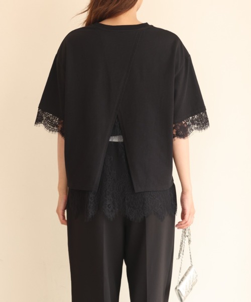 BIRTHDAY BASH(バースデイバッシュ)の「ELSIE LACE LAYERED TOPS(ELSIEレースレイヤードトップス)(Tシャツ/カットソー・レディース・ホワイト/ピンク・FREE)」の10枚目の写真
