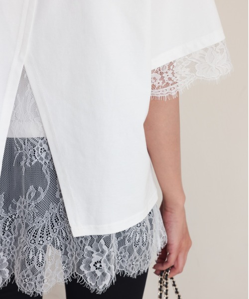 BIRTHDAY BASH(バースデイバッシュ)の「ELSIE LACE LAYERED TOPS(ELSIEレースレイヤードトップス)(Tシャツ/カットソー・レディース・ホワイト/ピンク・FREE)」の11枚目の写真