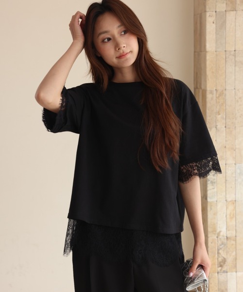 BIRTHDAY BASH(バースデイバッシュ)の「ELSIE LACE LAYERED TOPS(ELSIEレースレイヤードトップス)(Tシャツ/カットソー・レディース・ホワイト/ピンク・FREE)」の16枚目の写真
