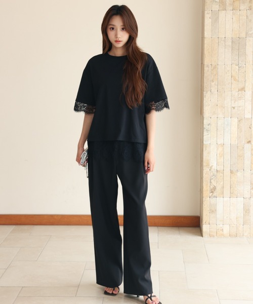 BIRTHDAY BASH(バースデイバッシュ)の「ELSIE LACE LAYERED TOPS(ELSIEレースレイヤードトップス)(Tシャツ/カットソー・レディース・ホワイト/ピンク・FREE)」の18枚目の写真
