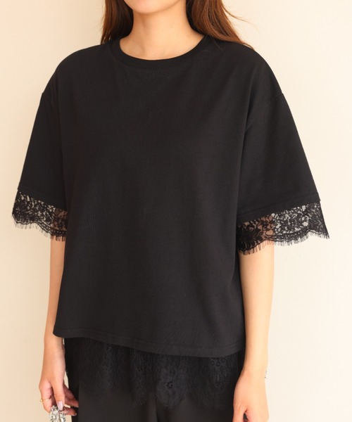 BIRTHDAY BASH(バースデイバッシュ)の「ELSIE LACE LAYERED TOPS(ELSIEレースレイヤードトップス)(Tシャツ/カットソー・レディース・ホワイト/ピンク・FREE)」の8枚目の写真