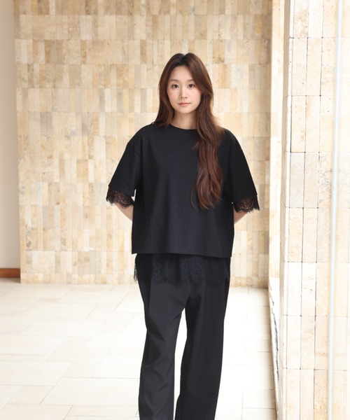 BIRTHDAY BASH(バースデイバッシュ)の「ELSIE LACE LAYERED TOPS(ELSIEレースレイヤードトップス)(Tシャツ/カットソー・レディース・ホワイト/ピンク・FREE)」の19枚目の写真