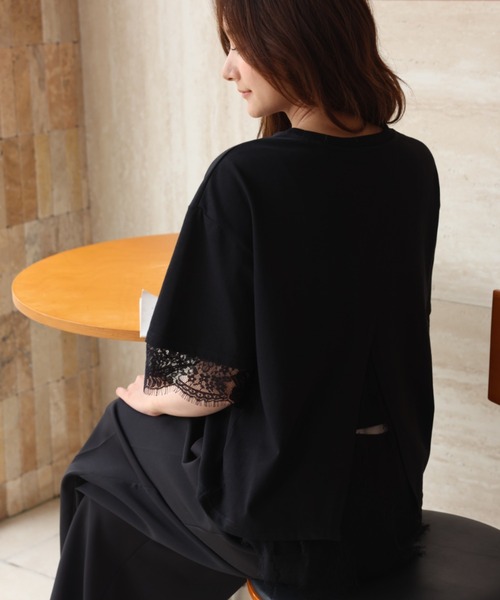 BIRTHDAY BASH(バースデイバッシュ)の「ELSIE LACE LAYERED TOPS(ELSIEレースレイヤードトップス)(Tシャツ/カットソー・レディース・ホワイト/ピンク・FREE)」の17枚目の写真