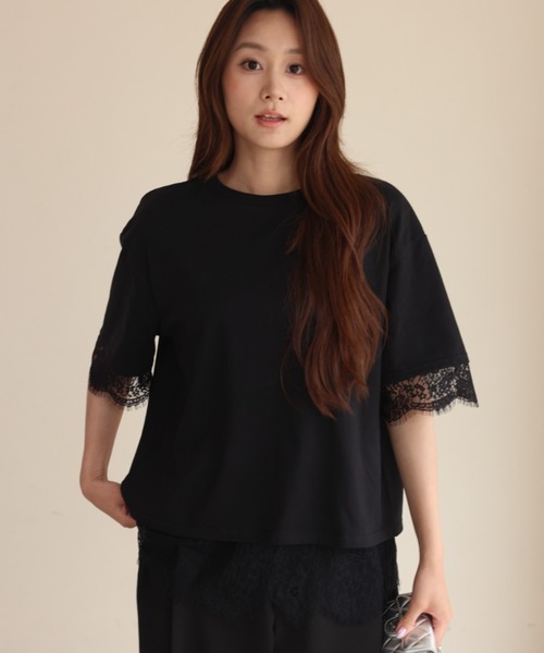 BIRTHDAY BASH(バースデイバッシュ)の「ELSIE LACE LAYERED TOPS(ELSIEレースレイヤードトップス)(Tシャツ/カットソー・レディース・ホワイト/ピンク・FREE)」の20枚目の写真