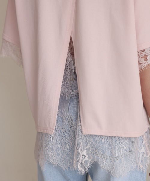 BIRTHDAY BASH(バースデイバッシュ)の「ELSIE LACE LAYERED TOPS(ELSIEレースレイヤードトップス)(Tシャツ/カットソー・レディース・ホワイト/ピンク・FREE)」の12枚目の写真