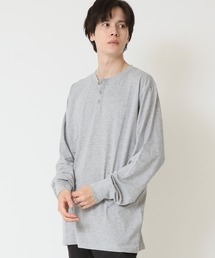 ヘンリーネック ロンT 長袖Tシャツ ゆったり オーバーサイズ カットソー Shisky by Drive