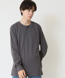 ヘンリーネック ロンT 長袖Tシャツ ゆったり オーバーサイズ カットソー Shisky by Drive
