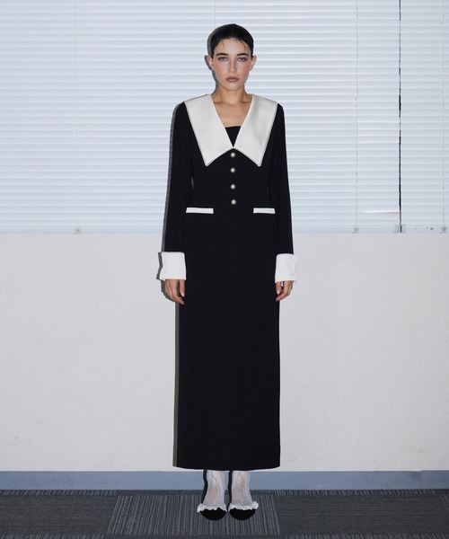 ANDRESD（アンドレスド）の「コントラストカラードレス / CONTRAST COLLAR DRESS（ドレス・レディース・ブラック・S/M/L）」の9枚目の写真