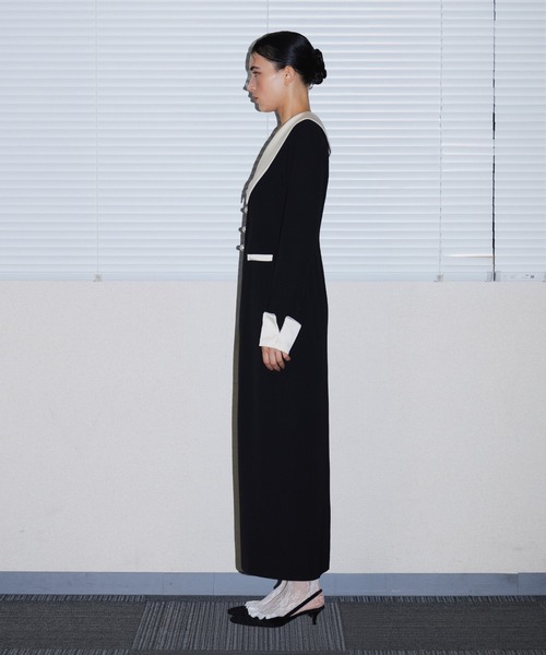 ANDRESD（アンドレスド）の「コントラストカラードレス / CONTRAST COLLAR DRESS（ドレス・レディース・ブラック・S/M/L）」の10枚目の写真