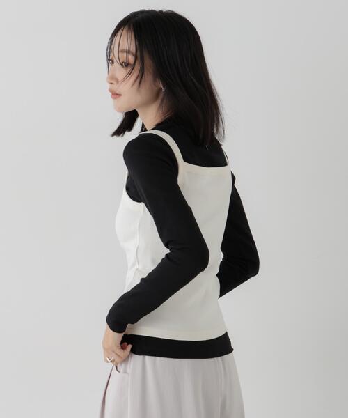 NANO universe(ナノユニバース)の「WEB限定/ロンT×キャミ カットレイヤードアンサンブルセット(Tシャツ/カットソー・レディース・ホワイト/キャメル/ブラック・FREE)」の7枚目の写真