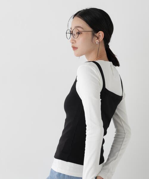 NANO universe(ナノユニバース)の「WEB限定/ロンT×キャミ カットレイヤードアンサンブルセット(Tシャツ/カットソー・レディース・ホワイト/キャメル/ブラック・FREE)」の16枚目の写真