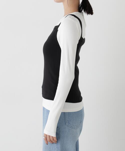 NANO universe(ナノユニバース)の「WEB限定/ロンT×キャミ カットレイヤードアンサンブルセット(Tシャツ/カットソー・レディース・ホワイト/キャメル/ブラック・FREE)」の22枚目の写真