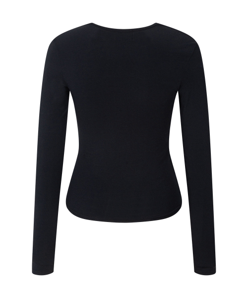PLEASENOFOLLOW(プリーズノーフォロー)の「Nari Shirring Long Sleeve Tie Top (Black)(Tシャツ/カットソー・レディース・その他・FREE)」の3枚目の写真