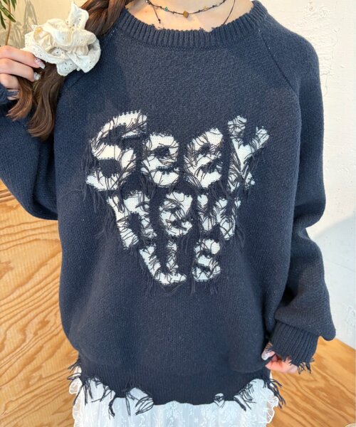 w closet（ダブルクローゼット）の「ダメージニット（ニット/セーター・レディース・ネイビー/レッド/サックスブルー/アイボリー・FREE）」の22枚目の写真