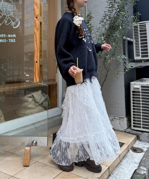 w closet（ダブルクローゼット）の「ダメージニット（ニット/セーター・レディース・ネイビー/レッド/サックスブルー/アイボリー・FREE）」の18枚目の写真