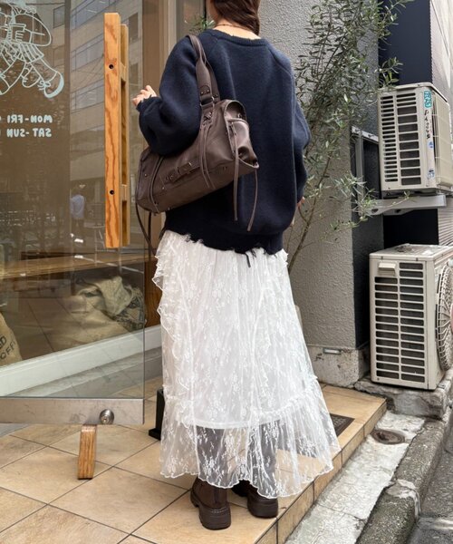 w closet（ダブルクローゼット）の「ダメージニット（ニット/セーター・レディース・ネイビー/レッド/サックスブルー/アイボリー・FREE）」の17枚目の写真