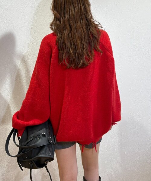 w closet（ダブルクローゼット）の「ダメージニット（ニット/セーター・レディース・ネイビー/レッド/サックスブルー/アイボリー・FREE）」の8枚目の写真
