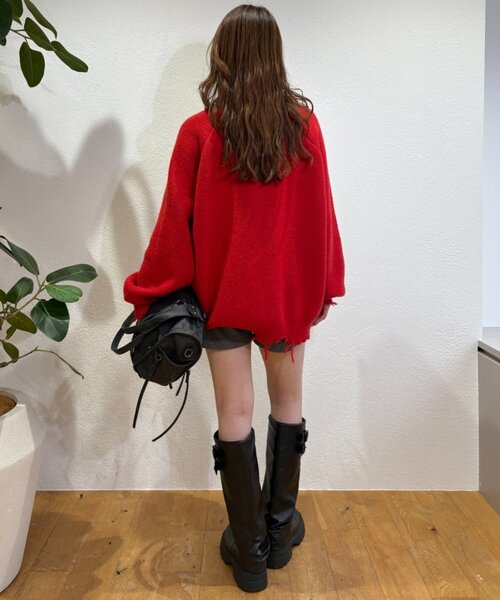 w closet（ダブルクローゼット）の「ダメージニット（ニット/セーター・レディース・ネイビー/レッド/サックスブルー/アイボリー・FREE）」の5枚目の写真