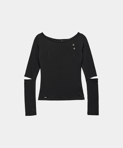 ETRE AU SOMMET(エトレオソメ)の「バックレーススリットスリーブトップ(ブラック)(Tシャツ/カットソー・レディース・ブラック・フリー)」の7枚目の写真