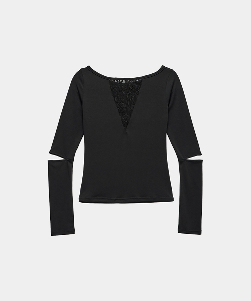 ETRE AU SOMMET(エトレオソメ)の「バックレーススリットスリーブトップ(ブラック)(Tシャツ/カットソー・レディース・ブラック・フリー)」の8枚目の写真