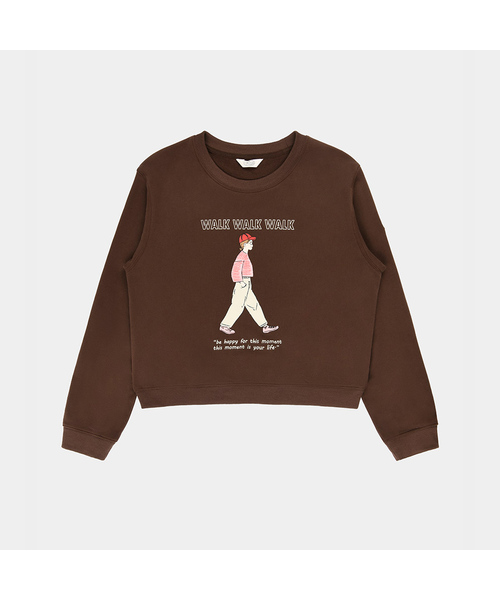 PIGMENT（ピグメント）の「しっかり裏毛ワーククロップドスウェット (YZTS2606031)（スウェット・レディース・ブラウン/ネイビー/オートミール/ダークパープル・FREE）」の2枚目の写真
