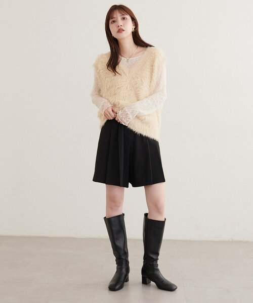 natural couture（ナチュラルクチュール）の「ふわふわフェザーベスト（ベスト・レディース・モカ/チャコールグレー/アイボリー・FREE）」の7枚目の写真