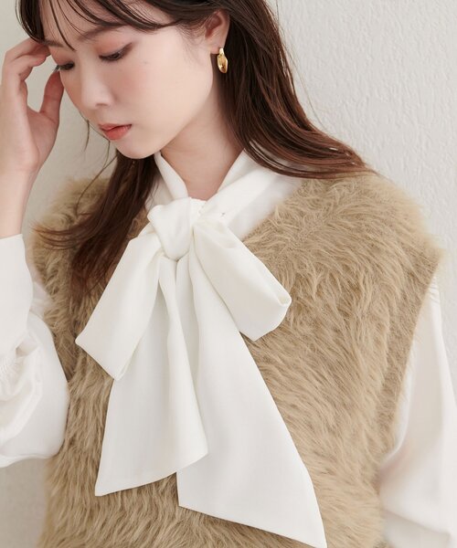 natural couture（ナチュラルクチュール）の「ふわふわフェザーベスト（ベスト・レディース・モカ/チャコールグレー/アイボリー・FREE）」の20枚目の写真