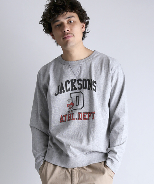 Denime（ドゥニーム）の「【FRUIT OF THE LOOM】プリントクルーネックロンT-JACKSONS-（Tシャツ/カットソー・メンズ・ホワイト/ブラック/グレー・LARGE/MEDIUM）」の3枚目の写真
