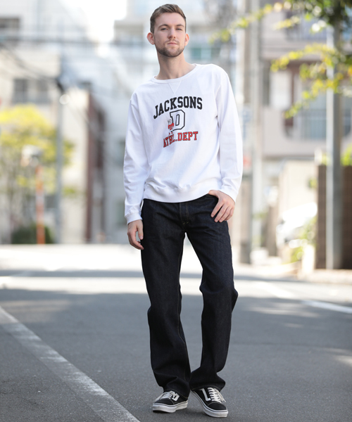 Denime（ドゥニーム）の「【FRUIT OF THE LOOM】プリントクルーネックロンT-JACKSONS-（Tシャツ/カットソー・メンズ・ホワイト/ブラック/グレー・LARGE/MEDIUM）」の18枚目の写真