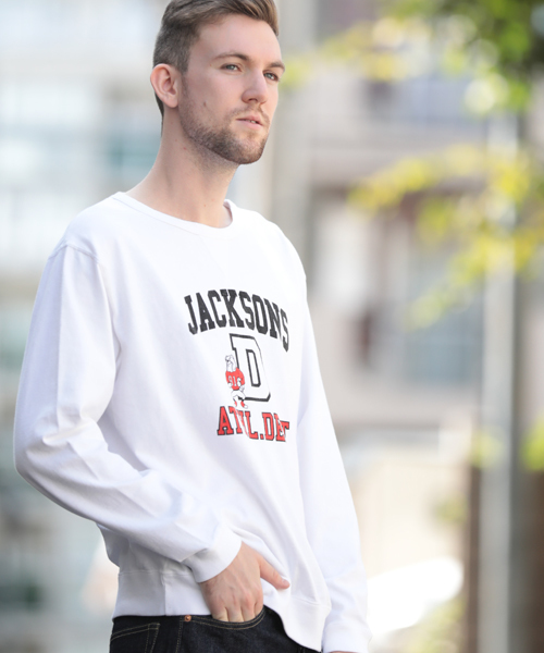 Denime（ドゥニーム）の「【FRUIT OF THE LOOM】プリントクルーネックロンT-JACKSONS-（Tシャツ/カットソー・メンズ・ホワイト/ブラック/グレー・LARGE/MEDIUM）」の19枚目の写真