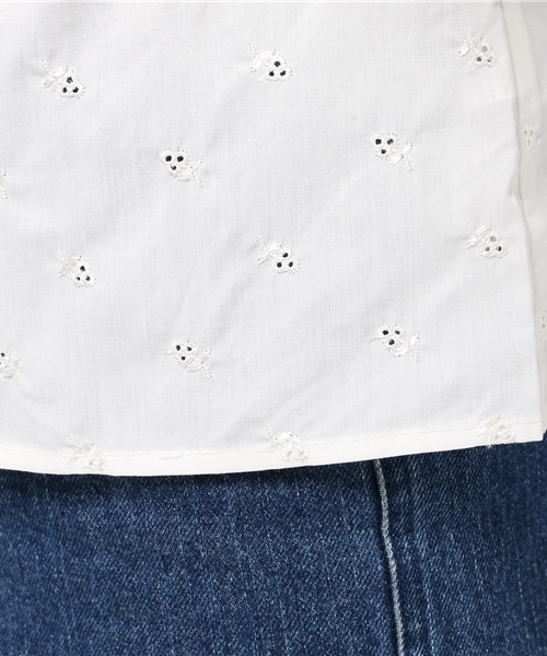 MOUSSY(マウジー)の「RUFFLE SLEEVELESS BLOUSE(シャツ/ブラウス・レディース・ネイビー/ホワイト・1/2)」の8枚目の写真