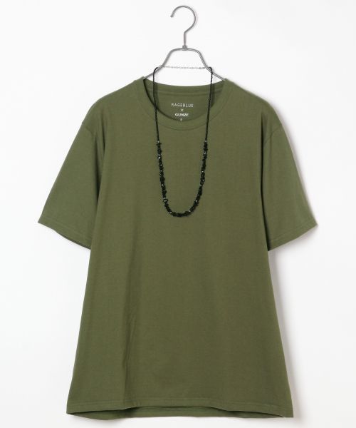 RAGEBLUE(レイジブルー)の「【GUNZE/グンゼ】別注クルーネックTシャツ/727226(Tシャツ/カットソー・メンズ・ホワイト/オリーブ/ネイビー・LARGE/SMALL/MEDIUM)」の3枚目の写真