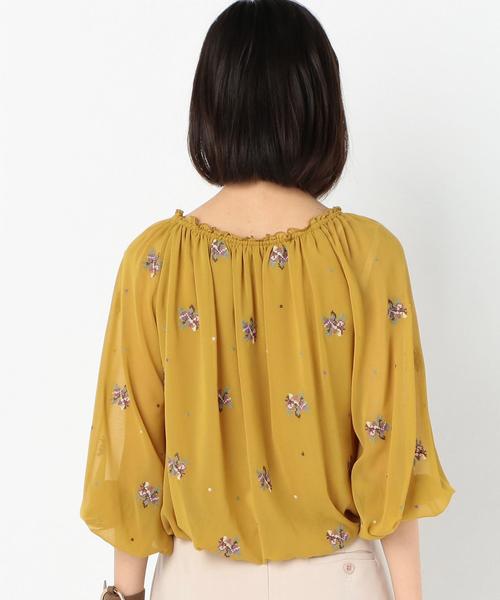 Another Edition（アナザーエディション）の「小花刺繍シフォンギャザーブラウス/AEBFCｺﾊﾞﾅEMBｼﾌｫﾝｷﾞｬｻﾞｰBL◆（シャツ/ブラウス・レディース・ブラウン/マスタード・FREE）」の8枚目の写真