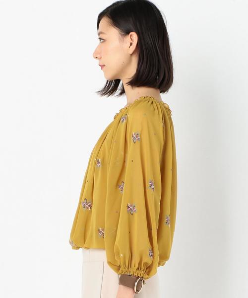 Another Edition（アナザーエディション）の「小花刺繍シフォンギャザーブラウス/AEBFCｺﾊﾞﾅEMBｼﾌｫﾝｷﾞｬｻﾞｰBL◆（シャツ/ブラウス・レディース・ブラウン/マスタード・FREE）」の10枚目の写真