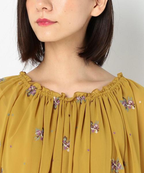 Another Edition（アナザーエディション）の「小花刺繍シフォンギャザーブラウス/AEBFCｺﾊﾞﾅEMBｼﾌｫﾝｷﾞｬｻﾞｰBL◆（シャツ/ブラウス・レディース・ブラウン/マスタード・FREE）」の12枚目の写真