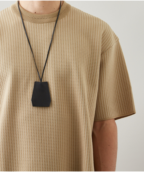 STUDIOUS(ステュディオス)の「【STUDIOUS】バイカラージャガードニットTシャツ(Tシャツ/カットソー・メンズ・ベージュ/ネイビー・3/1/2)」の3枚目の写真