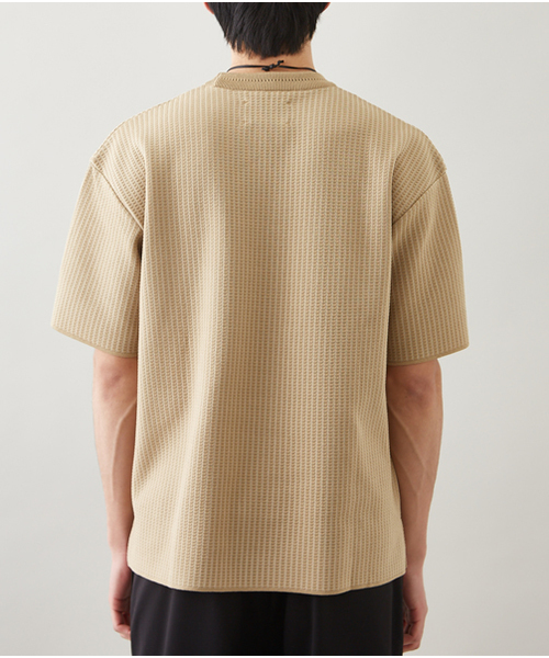 STUDIOUS(ステュディオス)の「【STUDIOUS】バイカラージャガードニットTシャツ(Tシャツ/カットソー・メンズ・ベージュ/ネイビー・3/1/2)」の10枚目の写真