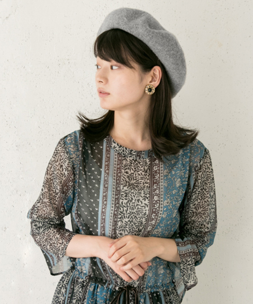 RODE SKO(ロデスコ)の「ウールベレー(ハンチング/ベレー帽・レディース・ブラック/レッド系その他/グレー/ネイビー/ブラウン/ベージュ・FREE)」の2枚目の写真