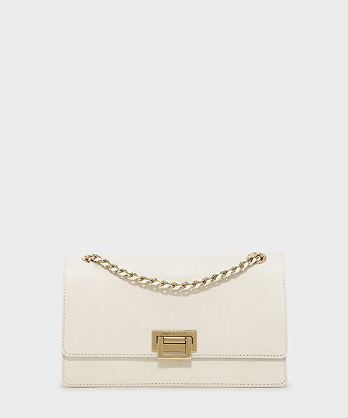 CHARLES & KEITH(チャールズ & キース)の「プッシュロックショルダーバッグ / PUSH-LOCK SHOULDER BAG(ショルダーバッグ・レディース・ブラック/ホワイト系その他/クリアレッド・M)」の2枚目の写真