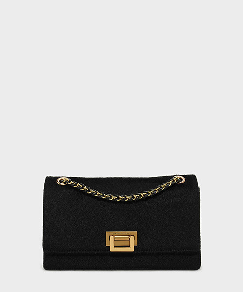 CHARLES & KEITH(チャールズ & キース)の「プッシュロックショルダーバッグ / PUSH-LOCK SHOULDER BAG(ショルダーバッグ・レディース・ブラック/ホワイト系その他/クリアレッド・M)」の3枚目の写真