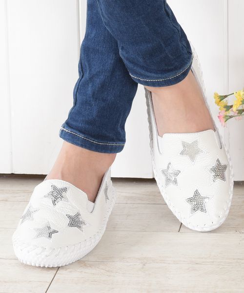 neue marche(ノイエマルシェ)の「スターモチーフスリッポンシューズ/829K(スリッポン・レディース・シルバー/ホワイト/ゴールド/ネイビー/イエロー・23.5cm/23cm/24.5cm/24cm/22.5cm)」の7枚目の写真