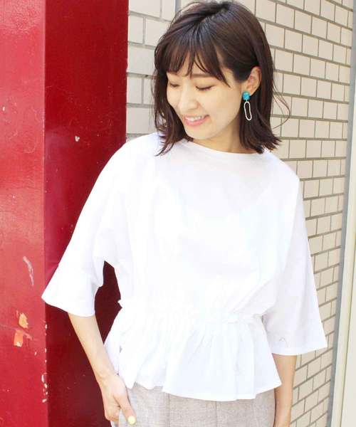 MODE ROBE（モードローブ）の「アクリルストーン×エリプスメタルピアス（ピアス（両耳用）・レディース・ホワイト/ベージュ/グリーン/ブルー・FREE）」の8枚目の写真