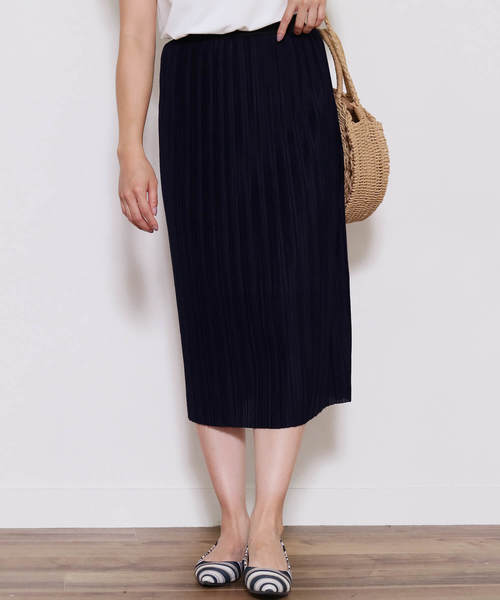 reca（レカ）の「レイヤードスタイルにも◇ウエストゴムプリーツスカート（スカート・レディース・ブラック/ダークグレー/ネイビー・FREE）」の3枚目の写真
