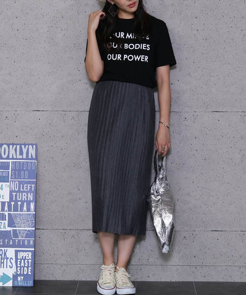 reca（レカ）の「レイヤードスタイルにも◇ウエストゴムプリーツスカート（スカート・レディース・ブラック/ダークグレー/ネイビー・FREE）」の6枚目の写真